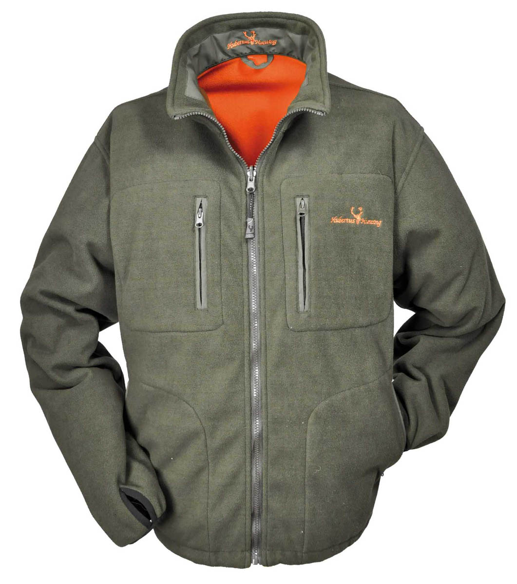 Hubertus Warn Wende Fleecejacke  Olive-Orange