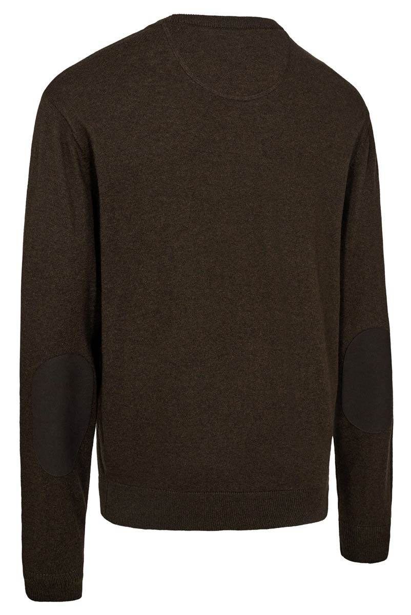 deerhunter pullover harrington rundhals brown rueckansicht hochwertiger pullover fuer jagd und freizeit