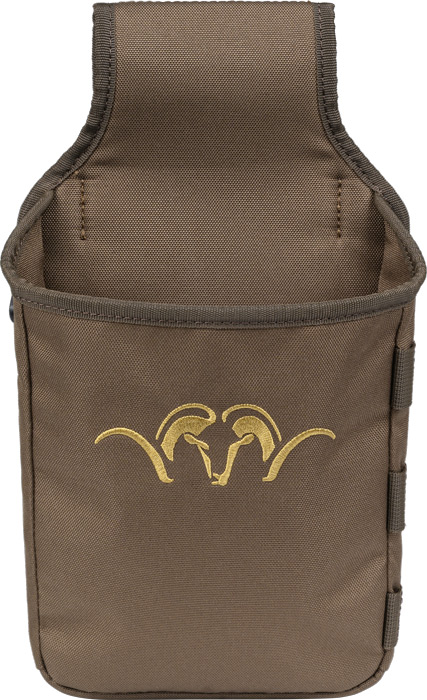 Vorderansicht der Blaser Patronentasche Teak mit Frontklappe, gefertigt aus robustem Textil-Material