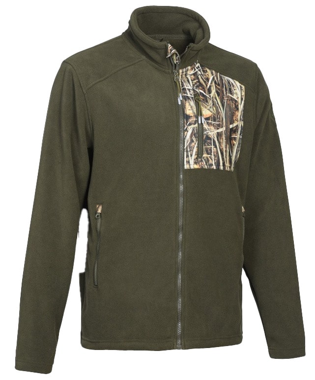 percussion fleecejacke passion migrateurs – vorderansicht mit durchgehendem reißverschluss und logo