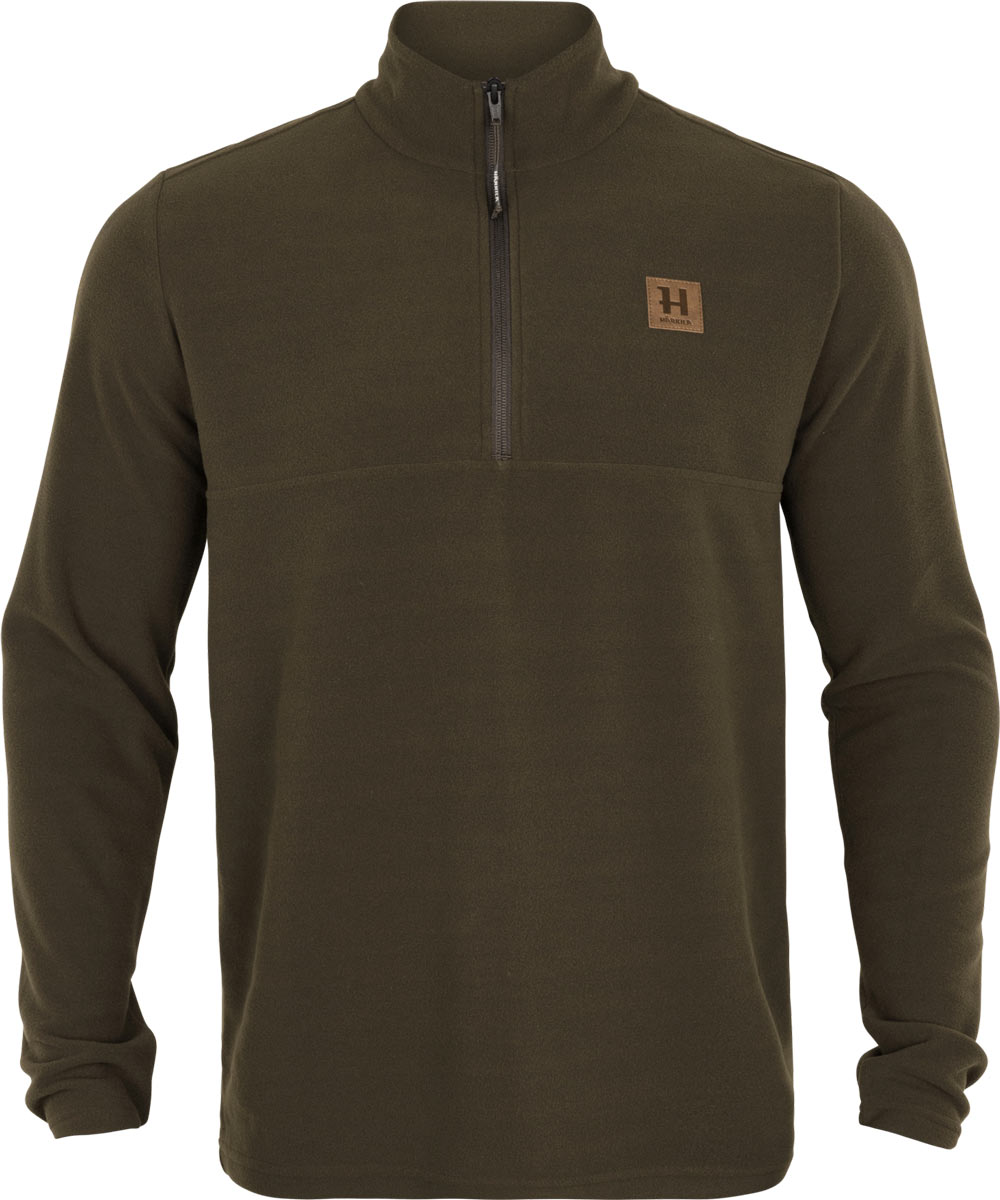 Herren Härkila Fleecepullover Fyrr in Willow Green mit Halbreißverschluss und Stehkragen.