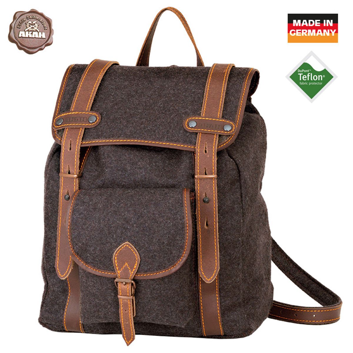Wanderrucksack Loden Leder Braun 16l