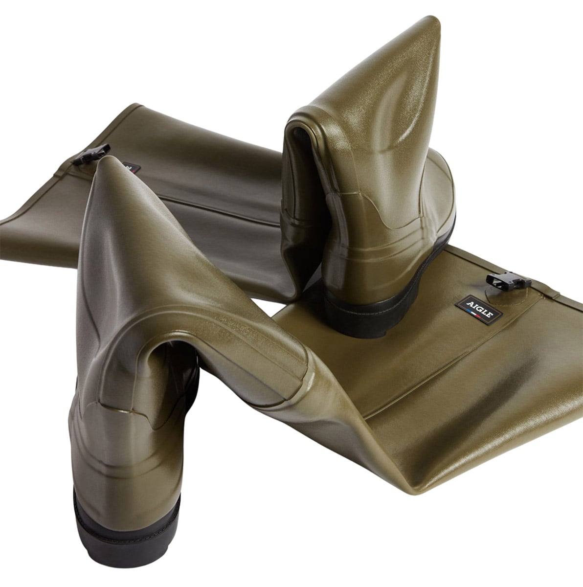 aigle watstiefel truite – rückansicht des stiefels mit sicht auf ferse und schaft