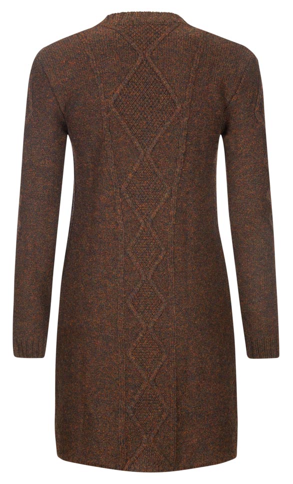 JAGDHUND Strickmantel Krumau in Braun – Rückseite mit Kapuze und funktionalen Details