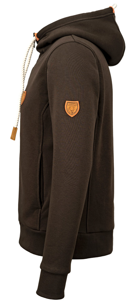 hubertus hunting hoody oliv braun seitenansicht mit seitentasche und ergonomischer passform