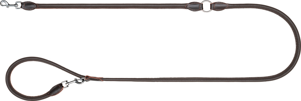 Blaser Hundeleine Leder an einem Ende eine kleine Schlaufe gelegt und einem der Stoppringe befestigt