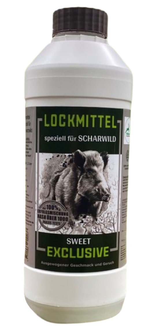 Wildlutscher Lockmittel Sweet Exclusive Schwarzwild 1,3 L Flasche, Vorderseite