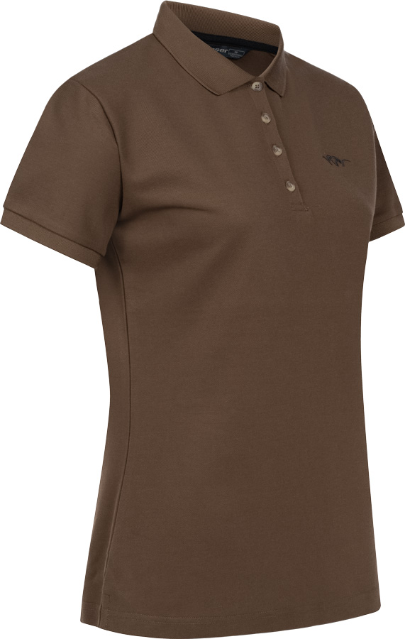 Rechte Seite des Blaser Poloshirt 25 in dunkelbraun für Damen in einer taillierten Passform