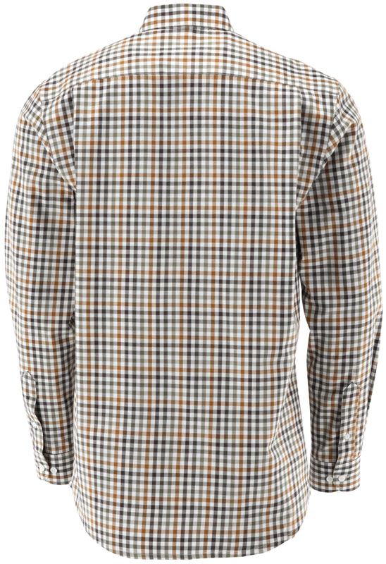 Hemd Button-Down-Kragen von Tom Collins, Rückseite des Männer-Hmeds mit einem Karomuster in der Farbe Trachtengrün