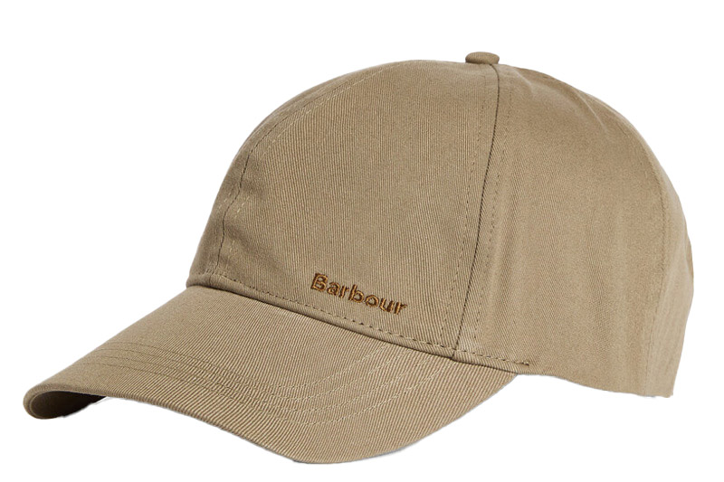 Barbour Cap Milburn in der Farbe Bleached Olive mit kleinem Markenschriftzug oberhalb des Schirms