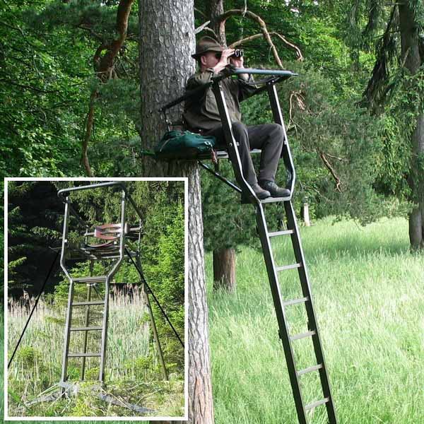 Aluminium-Hochsitz Universal Baumsitz Höhe:2,40m / Ablag.-Schale Gewicht: 17,5 kg