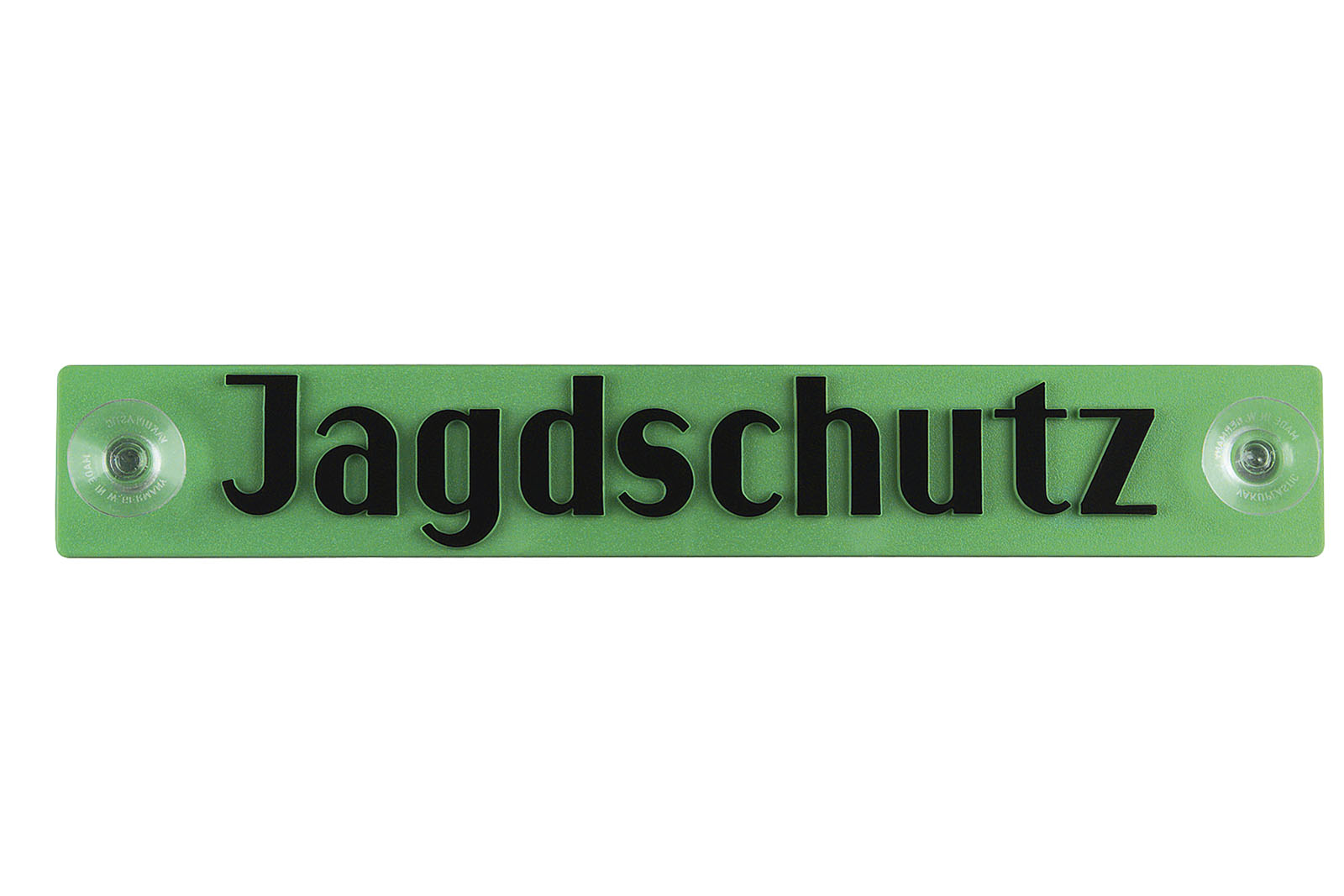 Fritzmann Hinweisschild Jagdschutz mit zwei Saugnaepfen, Vorderseite