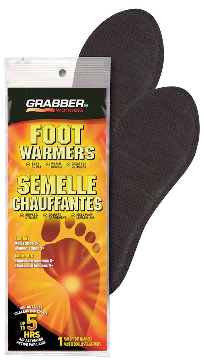 grabber fusswaermer m l vorderansicht mit verpackung fuer waermende fusssohlen