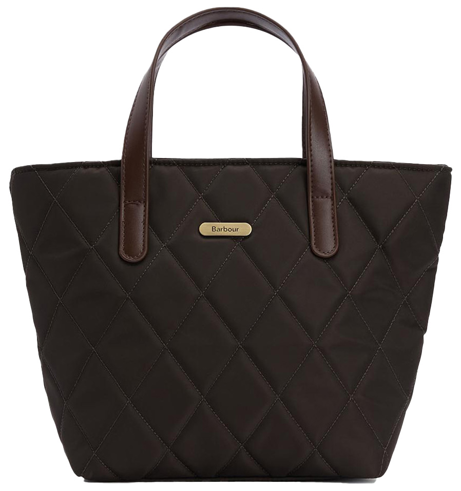 barbour mini quilted tote bag olive vorderansicht gesteppte handtasche in olivgruen mit kurzen tragegriffen