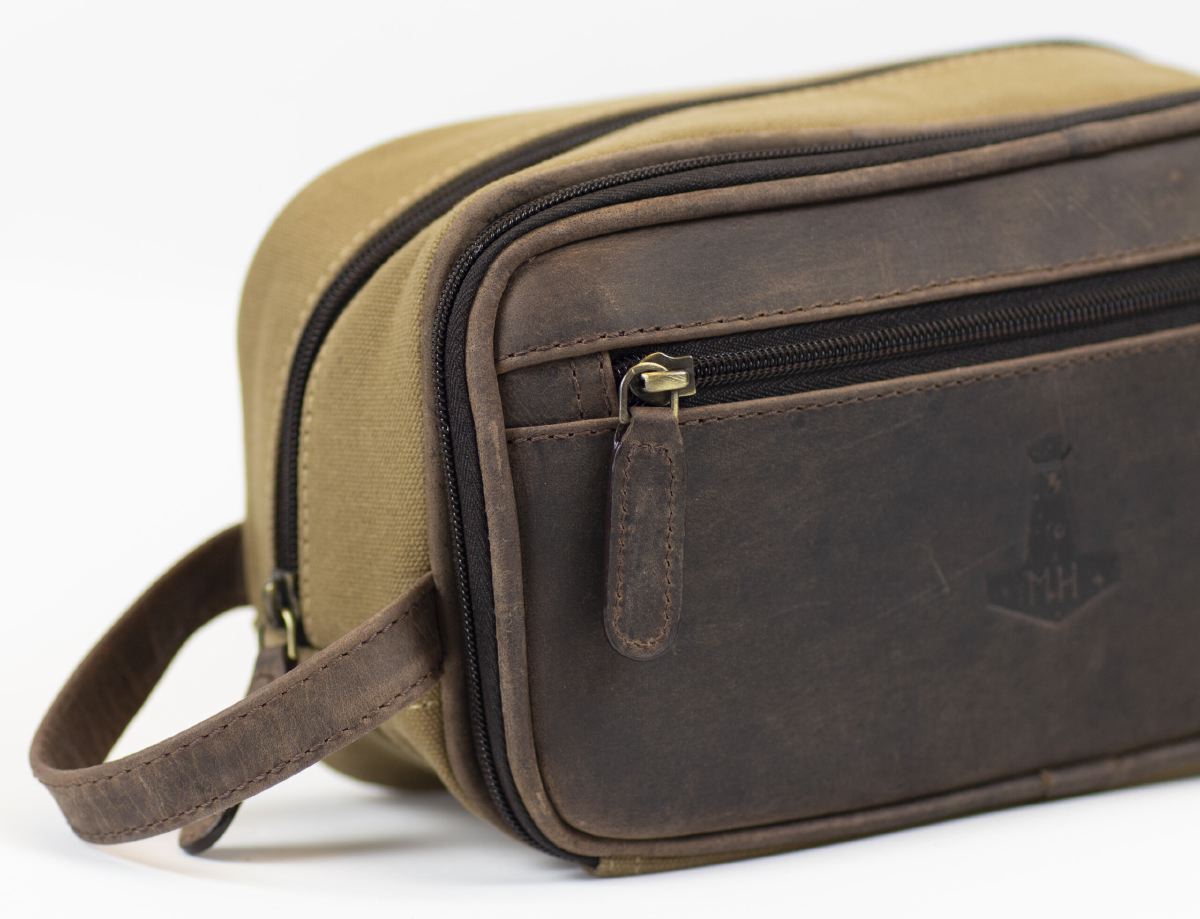 Kulturbeutel Valhalla Sand/Brown schwarz-beige