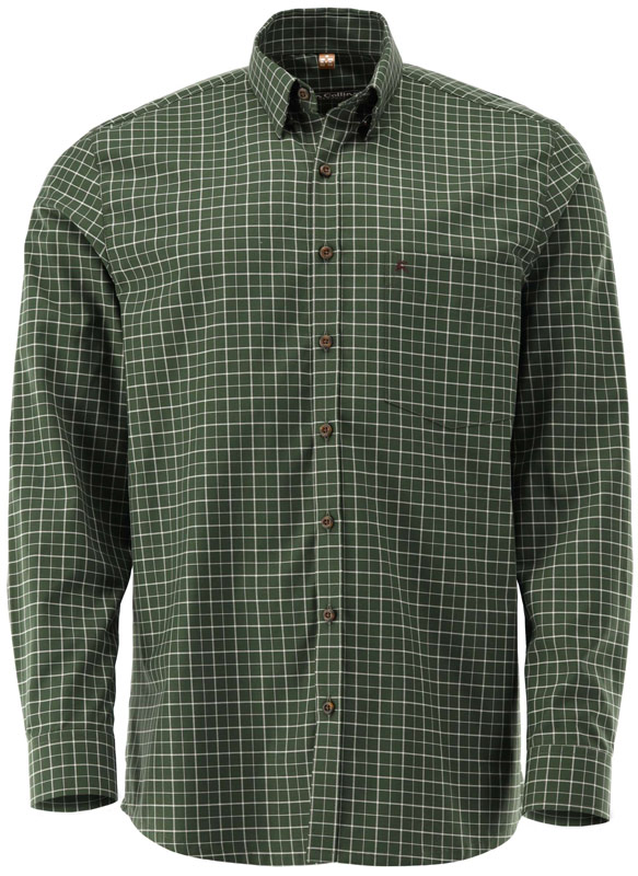 Tom Collins Hemd Button-Down-Kragen, Vorderseite des Hemdes für Männer in der Farbe Trachtengrün welches einem dunklen Grünton entspricht, zusätzlich ist das Hemd kariert