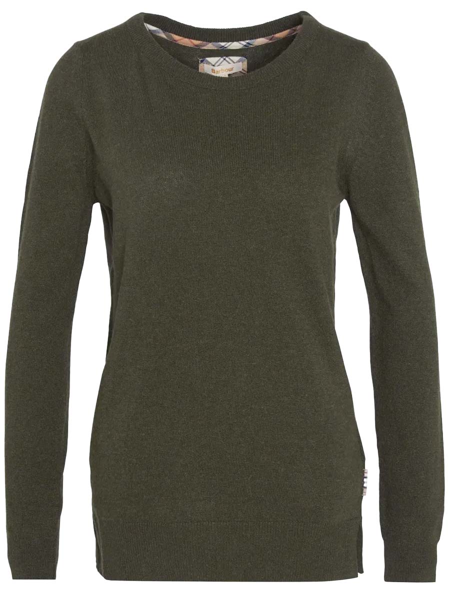 Barbour Pullover Pendle Crew in Olive Hessian Tartan, Vorderansicht