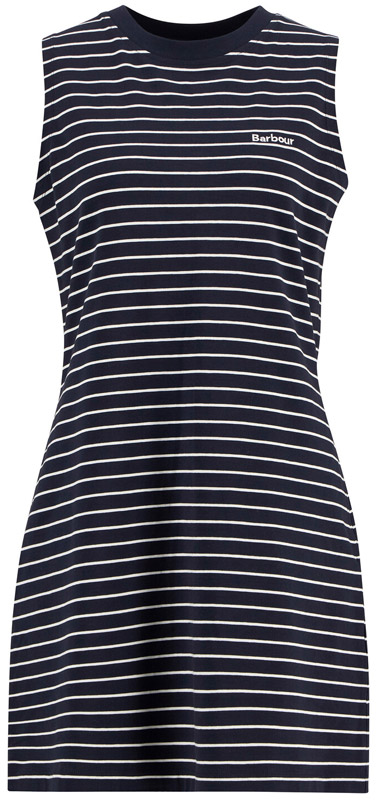 Barbour Kleid Hartland Mini in der Farbe Navy und Cloud Stripe, gestreift in weiß und dunkelblau