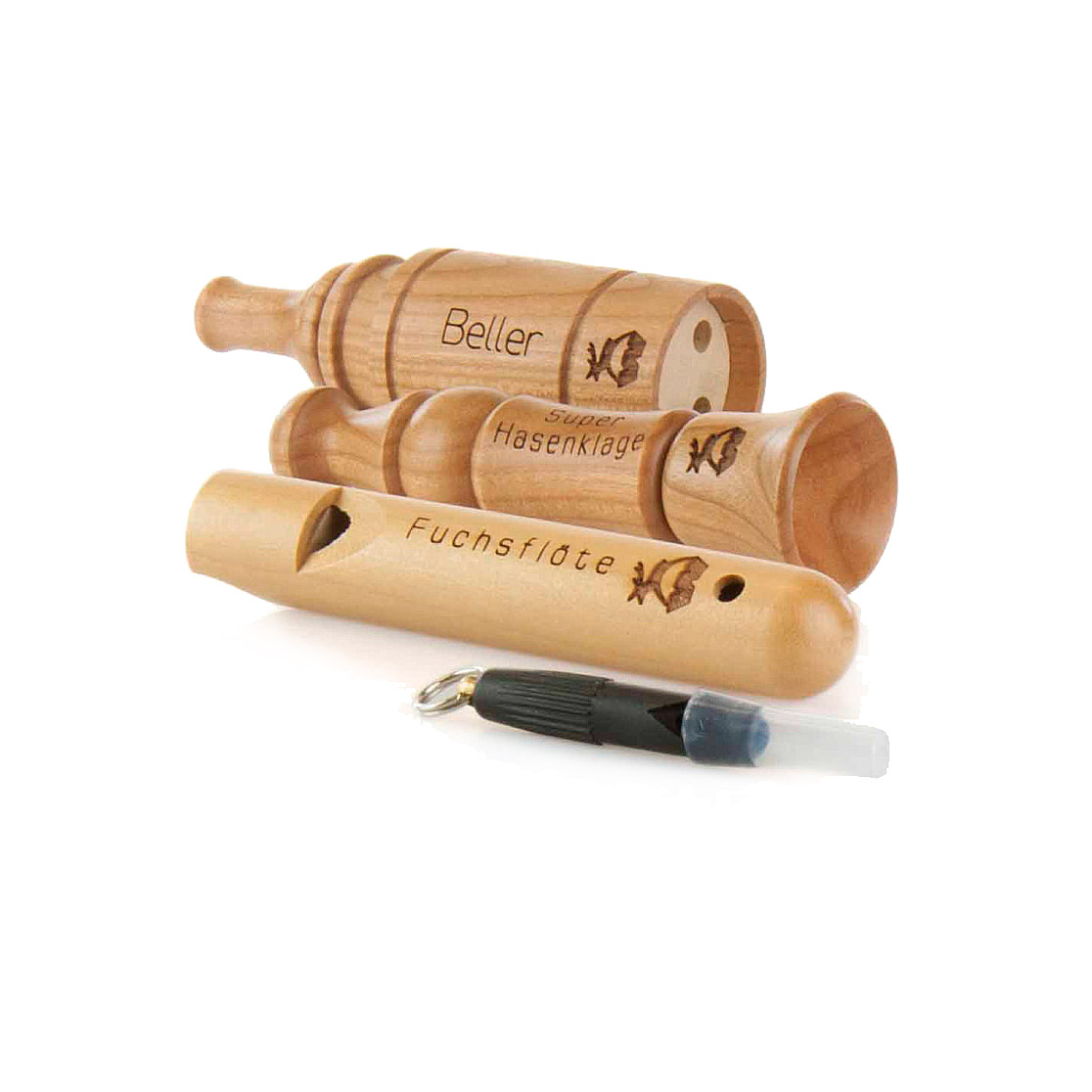 Fuchsreiz- und Ranzzeitset 4 teilig - mit Lodenetui
