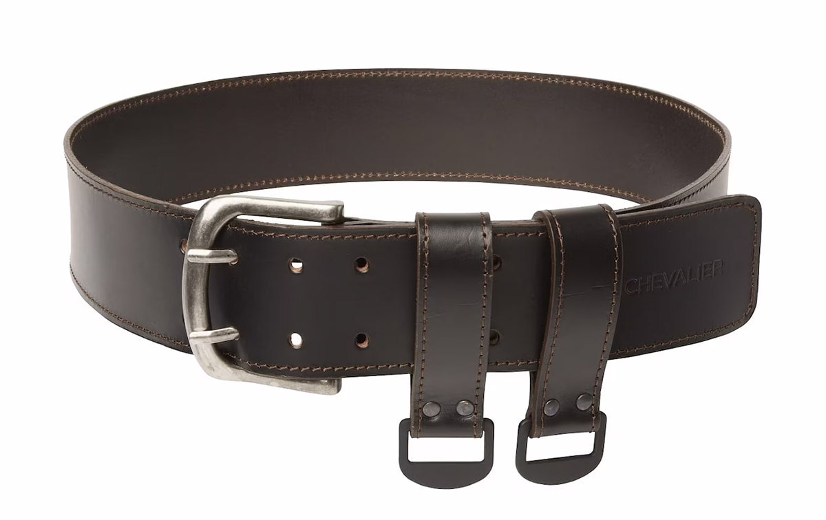 Chevalier Ledergürtel Hundeführer, 6 cm Gürtel mit 2 Schlaufen mit D-Ring