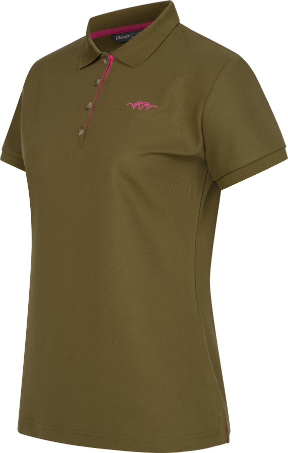 Linke Seite des Blaser Poloshirt 25, Damen Poloshirt in dunkeloliv