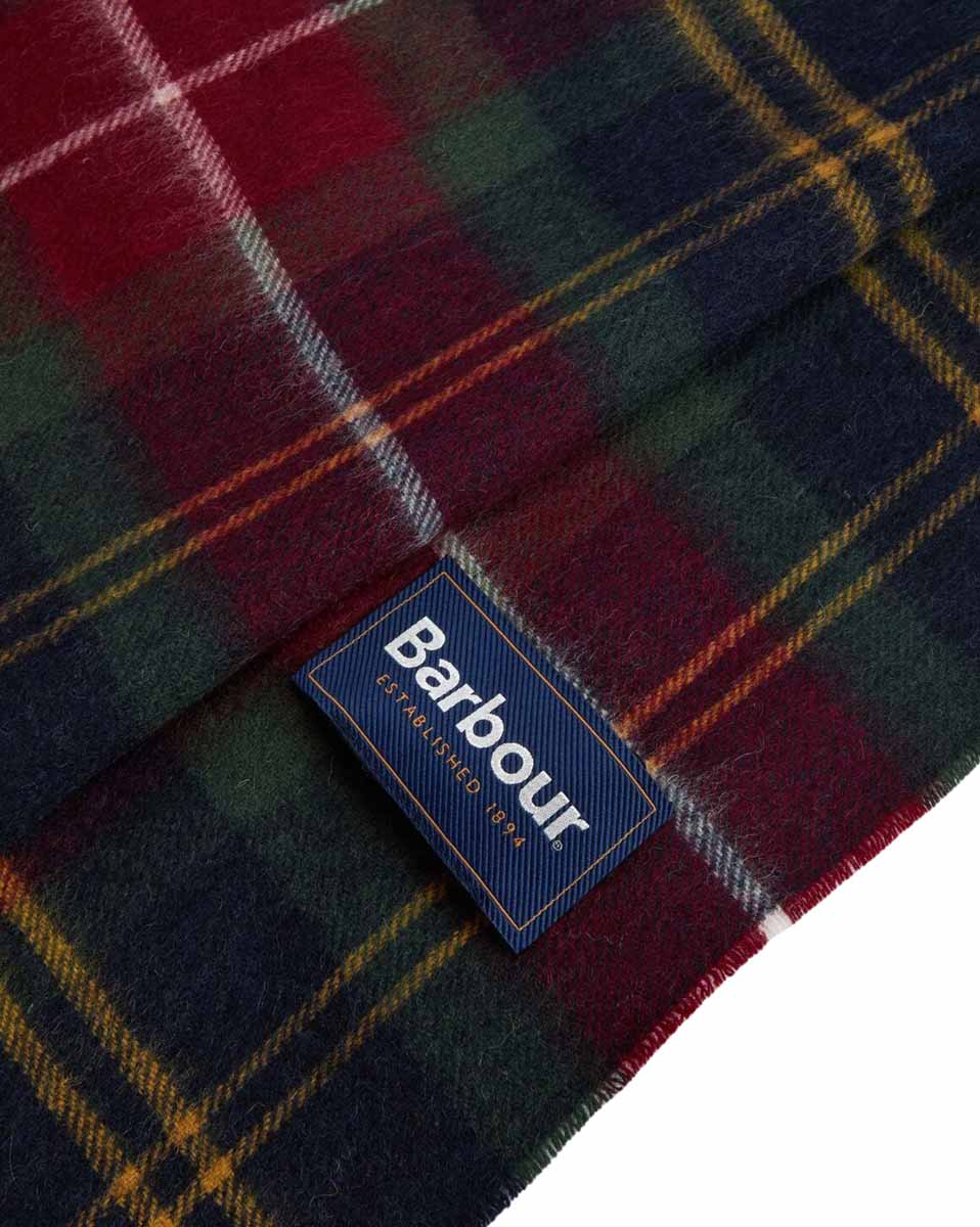 Barbour Schal aus Cashmere-Wolle im Tartan-Muster mit Detail Logo
