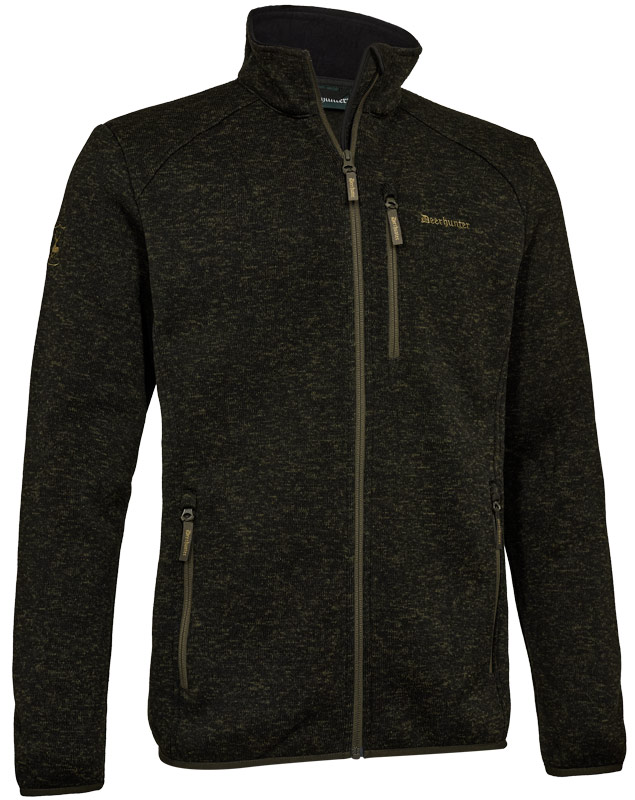 Deerhunter Männer Fleecejacke Moor Knitted in der Farbe Timber, mit mehreren Taschen abgebildet von vorn