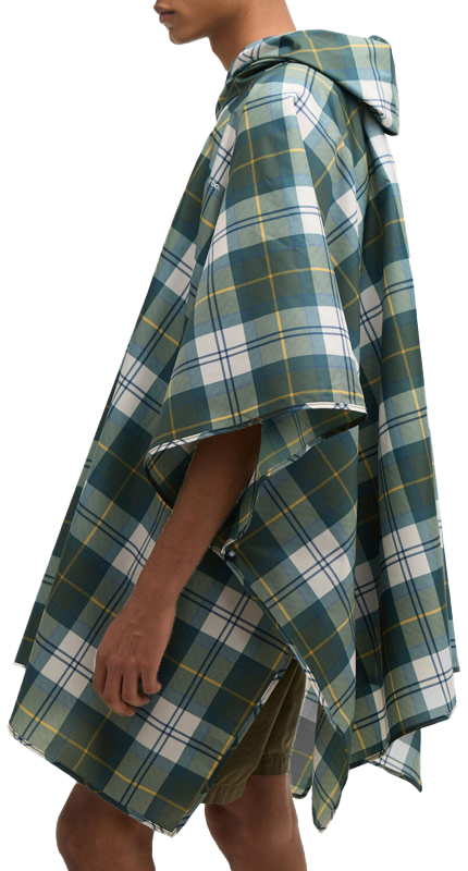 Wasserfester Poncho von Barbour mit Tartan Muster in weiß und grün Ancient Tartan