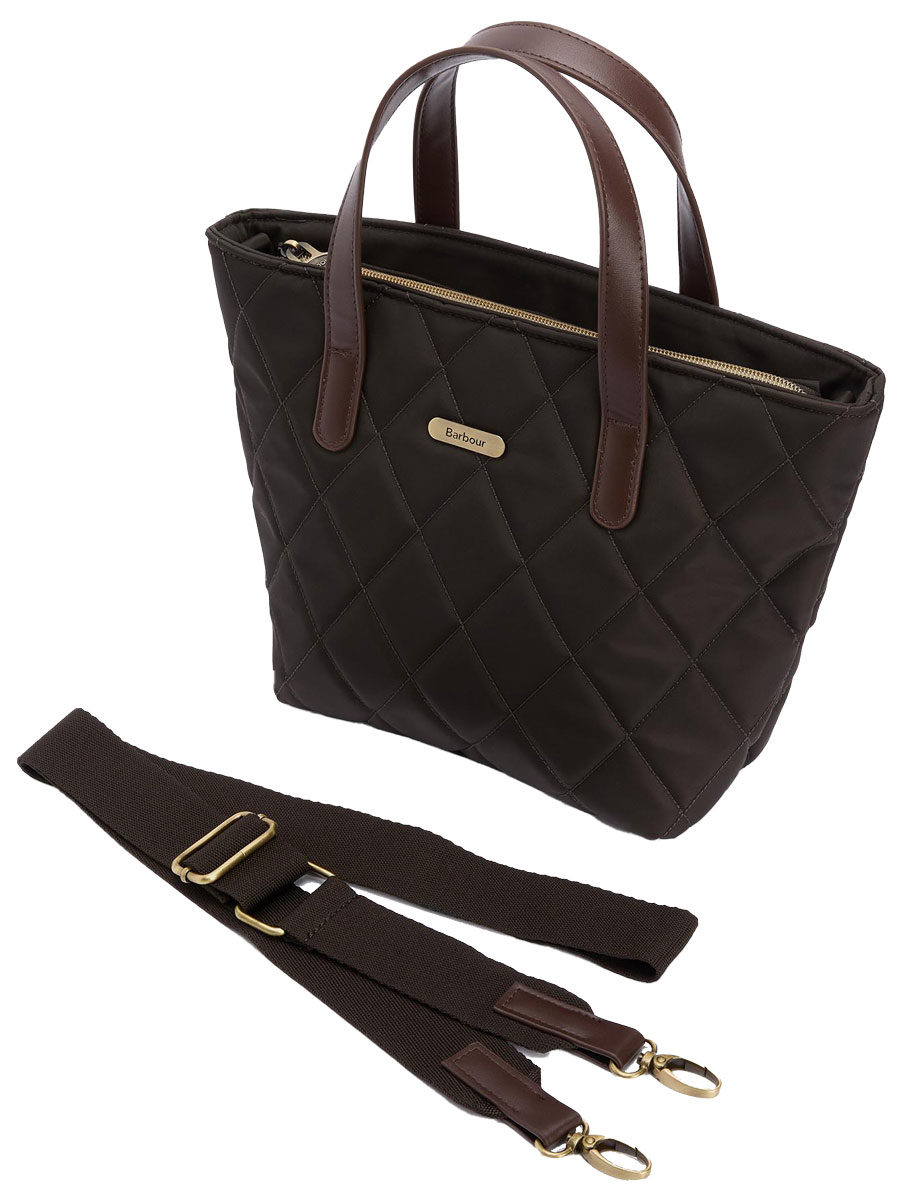 barbour mini tote bag olive ohne schultergurt klassische handtasche mit kurzen henkeln