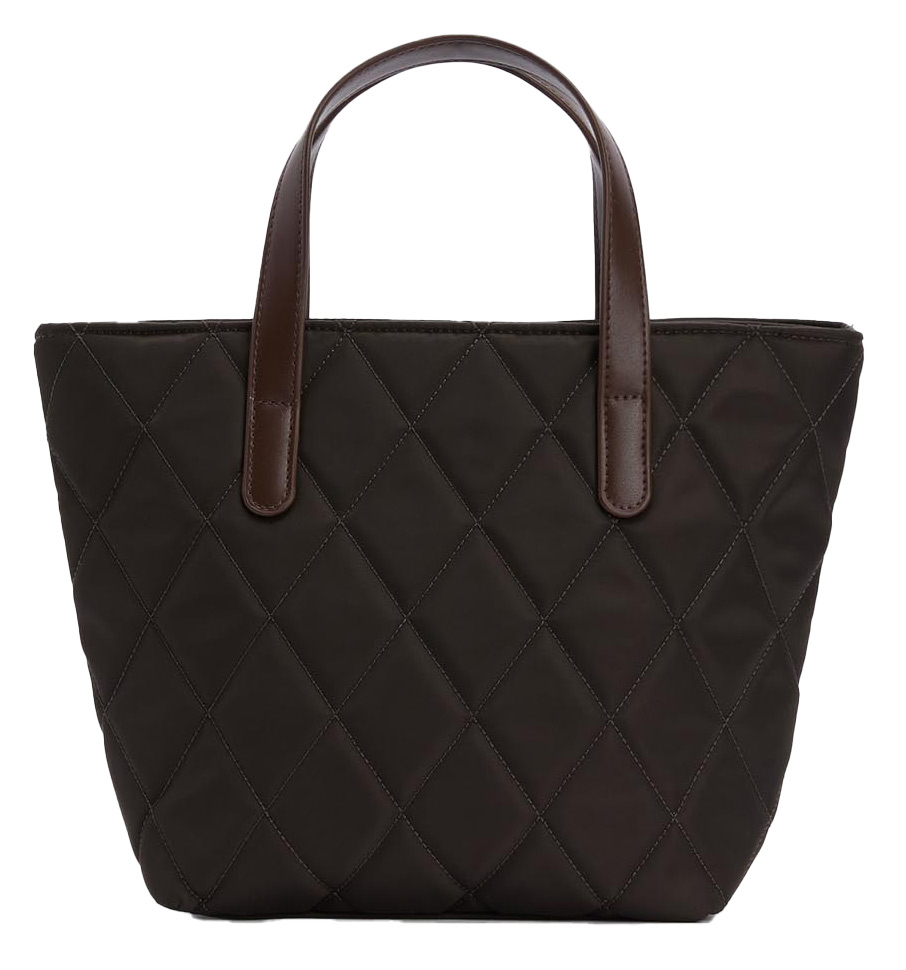 rueckseite der barbour mini quilted tote bag in oliv mit steppung und klassischem design
