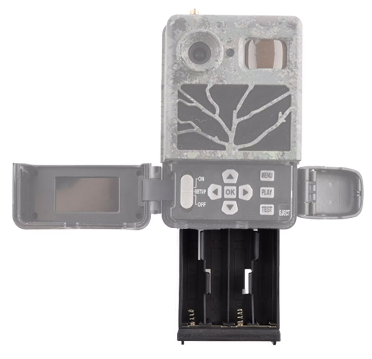 zeiss secacam 3 batteriefach montiert an secacam 3 wildkamera fuer verlaengerte betriebsdauer