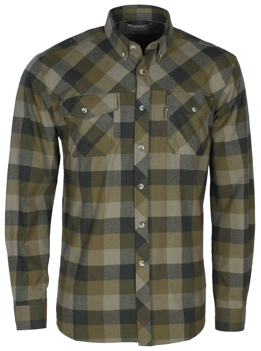 Pinewood Hemd Lumbo in der Farbe Olive / Suede Brown