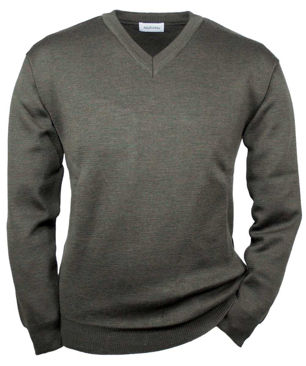 Hubertus Pullover V-Ausschnitt, Oliv