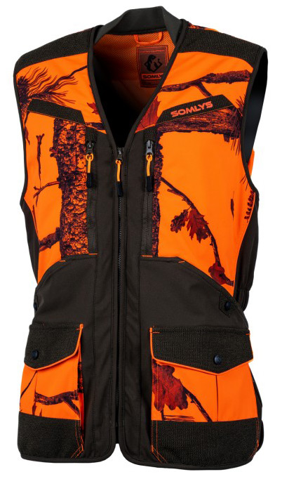 Somlys Signalweste Softshell Camo fire dark green Vorderansicht