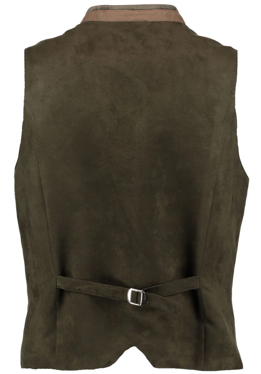 Mittelbraune Herren Trachtenweste Glayon in Slim Fit von OS Trachten, Rueckseite