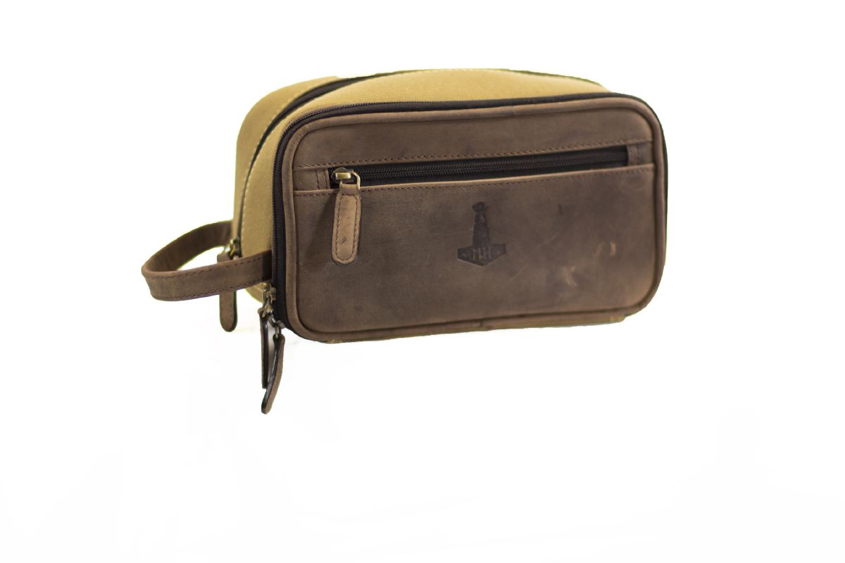 Kulturbeutel Valhalla Sand/Brown schwarz-beige