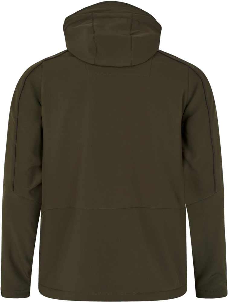 Rückansicht der Seeland Jacke Chaser Aero in Pine Green mit langem Schnitt und einfarbig grünem Obermaterial.