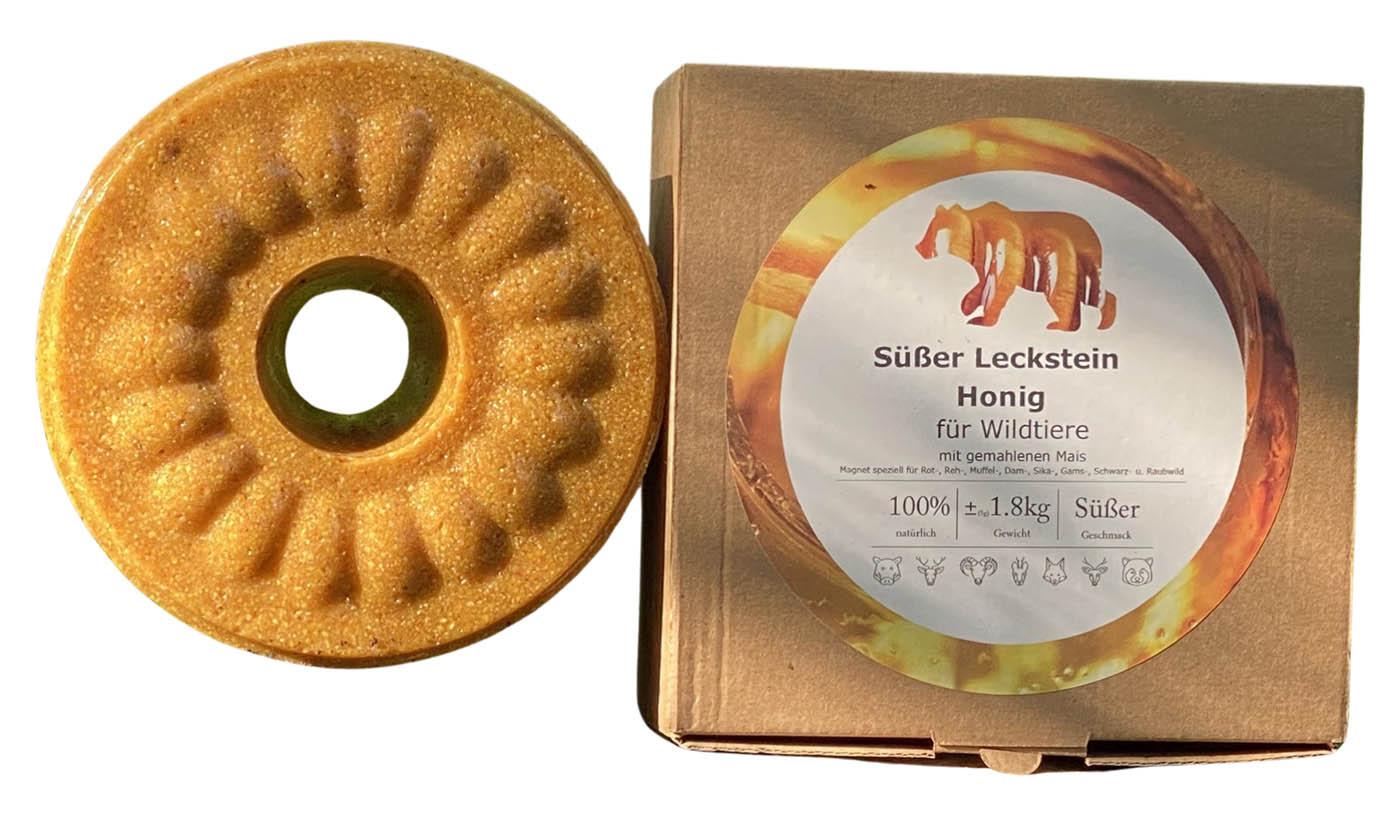 Süßer Leckstein Honig 1,8 kg mit gemahlenem Mais