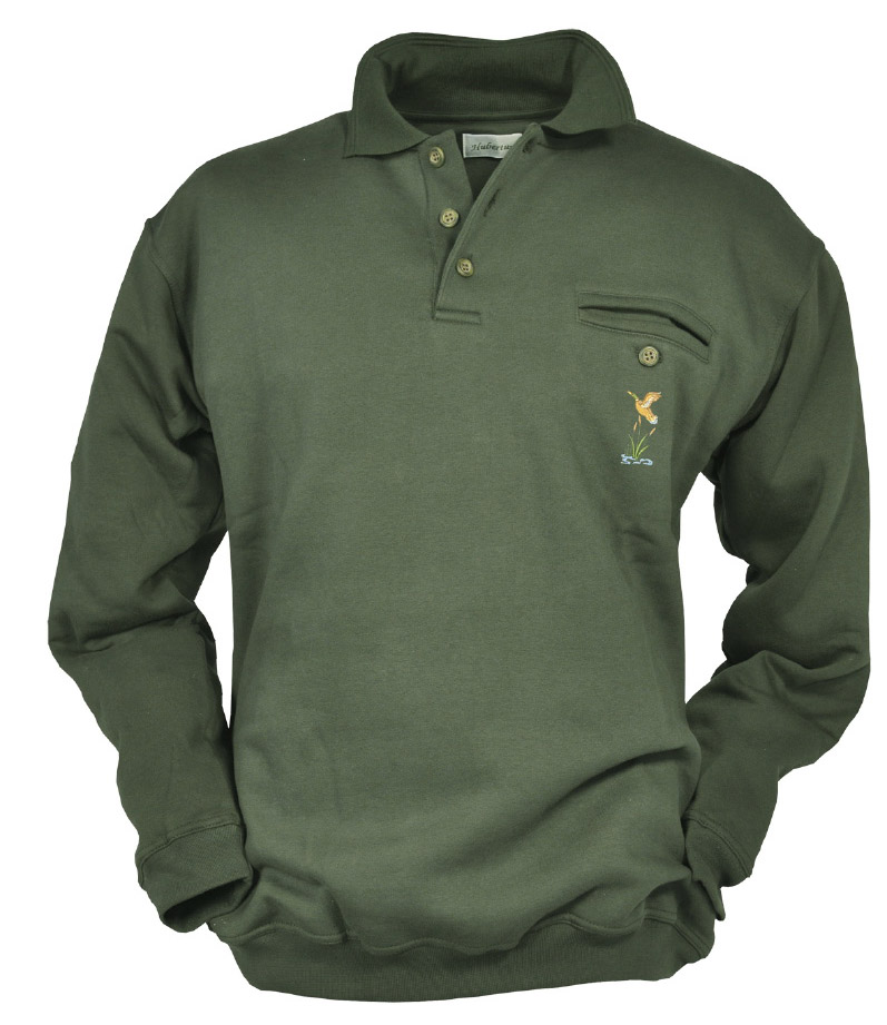Hubertus Sweatshirt mit Entenstick, Oliv