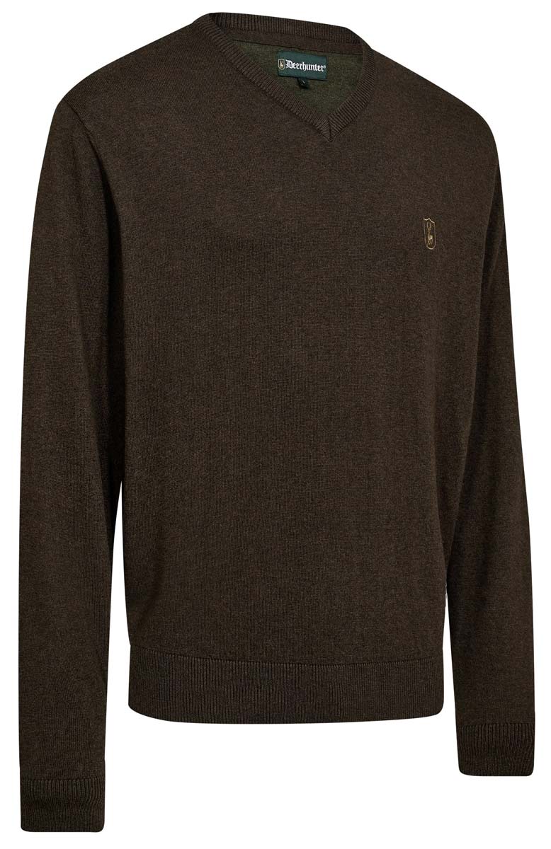 Deerhunter_Pullover Harrington V-Hals_Brown_Vorderseite