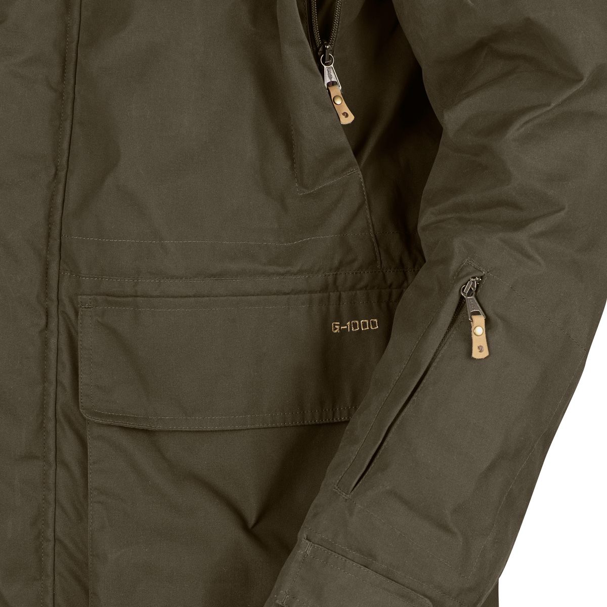 Die Jacke Brenner Pro Padded Dark Olive von Fjäll Räven, Detail