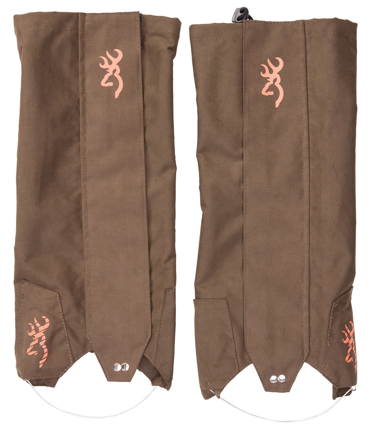 Browning Gamaschen N-Track in braun mit orangem Logo, Vorderseite