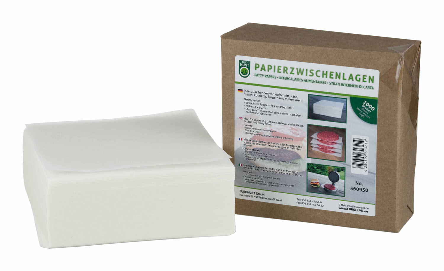 Papierzwischenlage für Burger 1000 Stk. für ca. 500 Burger 14x14cm