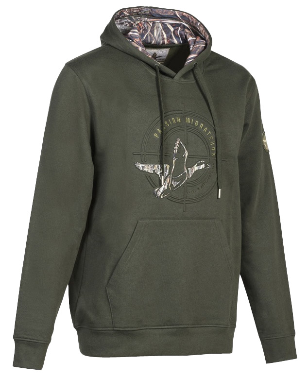 percussion sweatshirt passion migrateurs – gemütliches jagdsweatshirt mit logo auf der brust