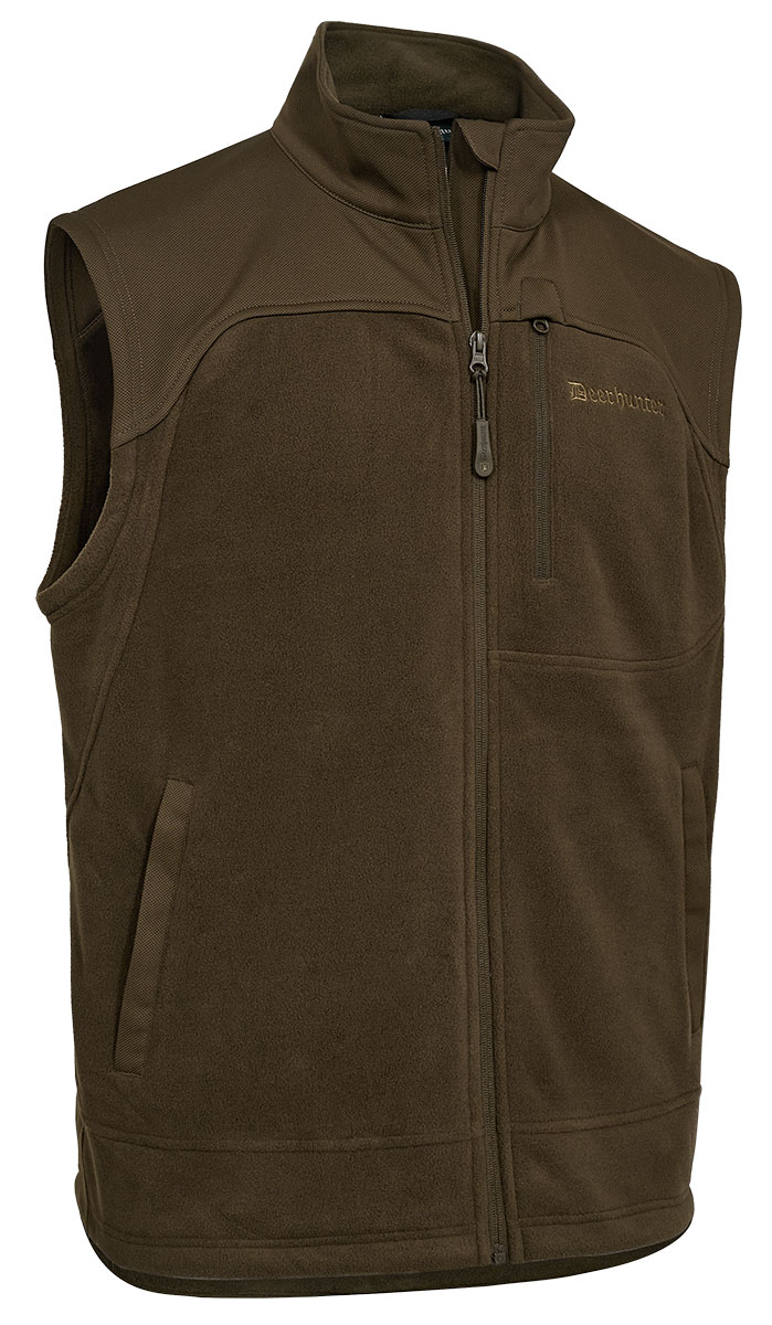 deerhunter fleeceweste muflon pro in art green – vorderansicht der warmen herrenweste für jagd und outdoor