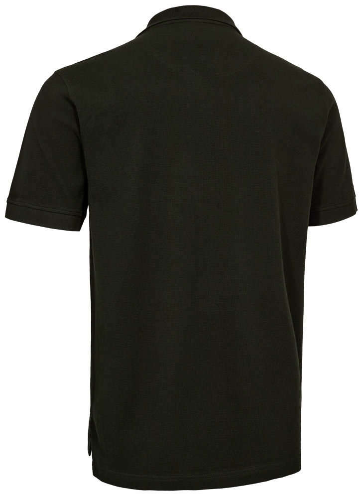 Rückseite vom Deerhunter Poloshirt Griffin, Herstellerfarbe Forest Ember, Poloshirt in sehr dunklem Grünton