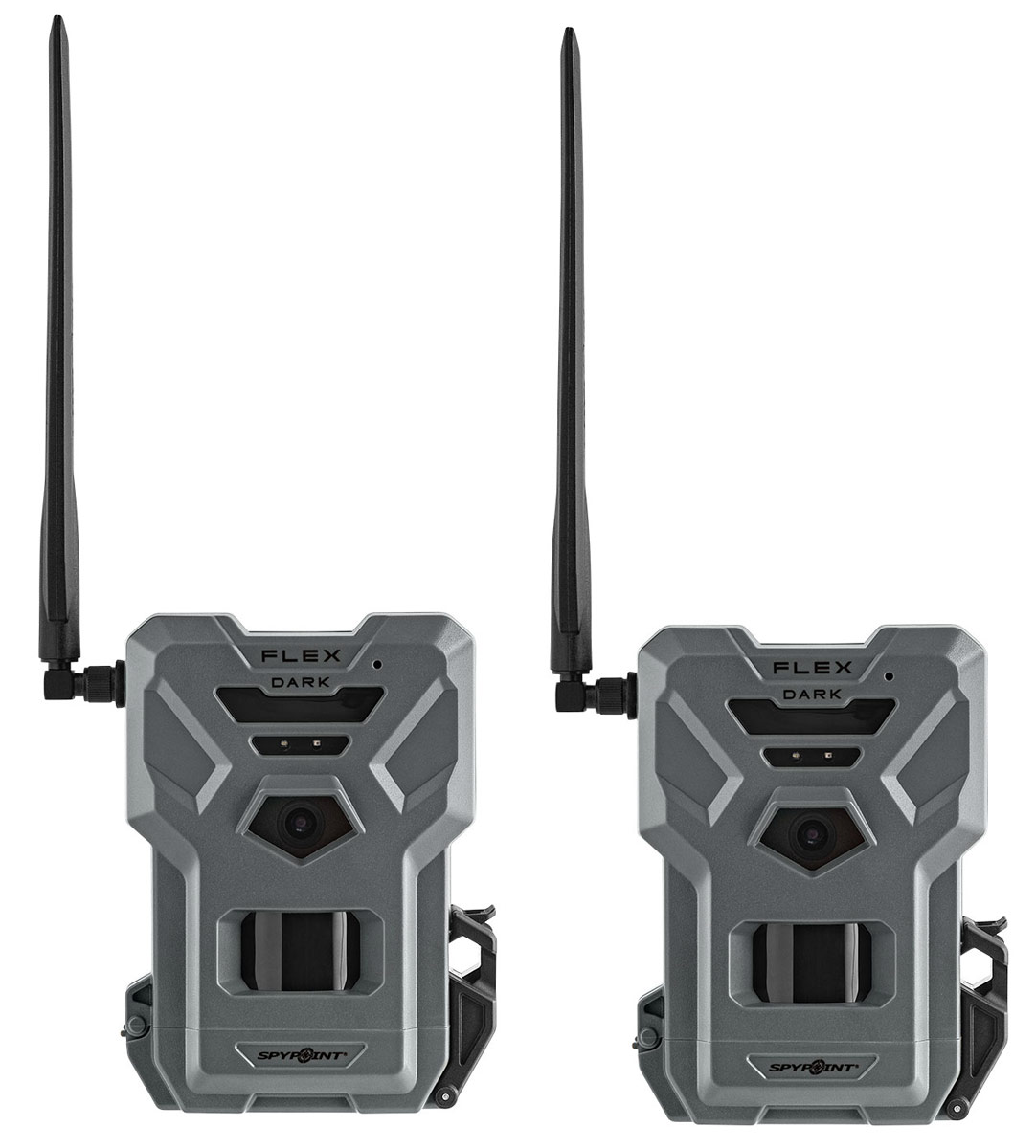 Spypoint Flex-Dark Twin-Pack – Vorderansicht beider Wildkameras im Set