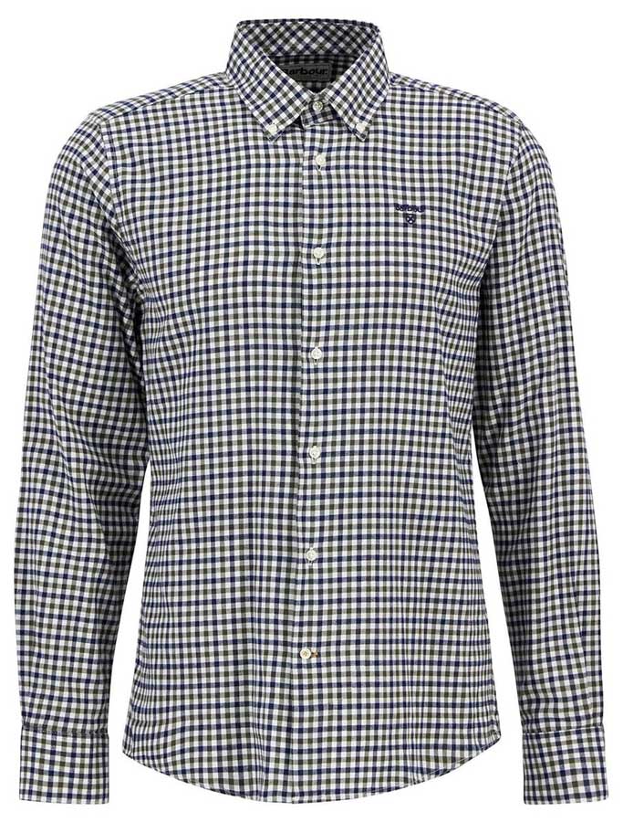  Barbour Hemd Finkle Tailored in Oliv – klassisches Freizeithemd mit tailliertem Schnitt