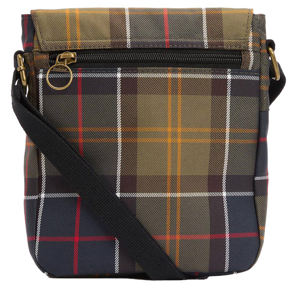 Barbour Tasche Torridon Tartan Flight, Ansicht Rückseite, Fach mit Reißverschluss, Tasche mit Classic Tartan-Muster