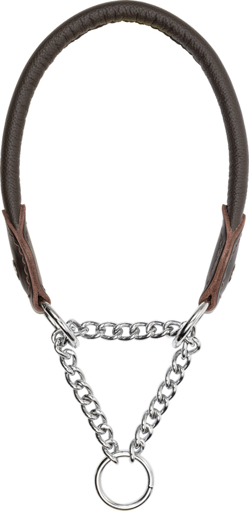 Blaser Hundehalsung aus dunkelbraunem Leder mit Kette und Stoppring